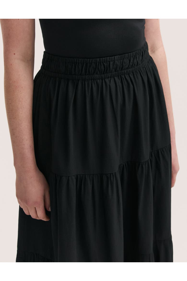Harleen Cotton Tiered Midi Skirt, Alternate, color, Black