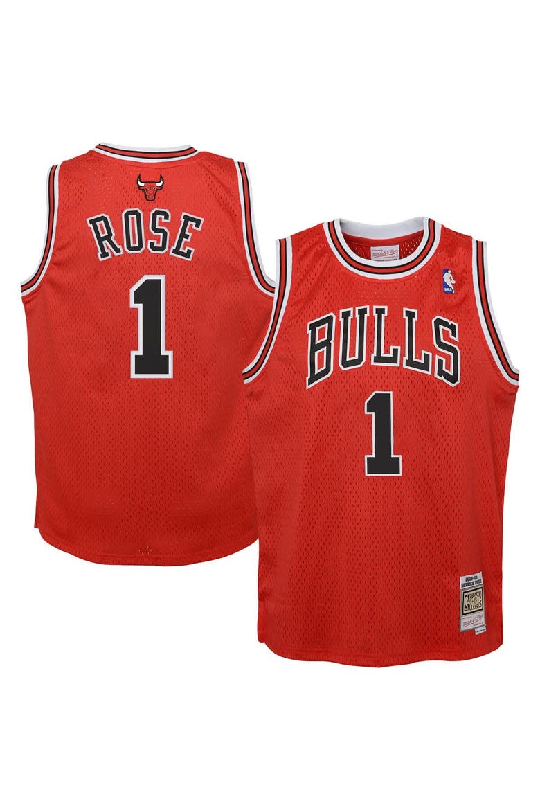 Youth Mitchell & Ness Derrick Rose Red Chicago Bulls 2008/09 Hardwood Classics Swingman Jersey, Main, color, Red