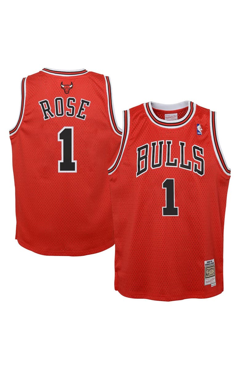 Mitchell & Ness Youth Mitchell & Ness Derrick Rose Red Chicago Bulls 2008/09 Hardwood Classics Swingman Jersey, Main, color, Red