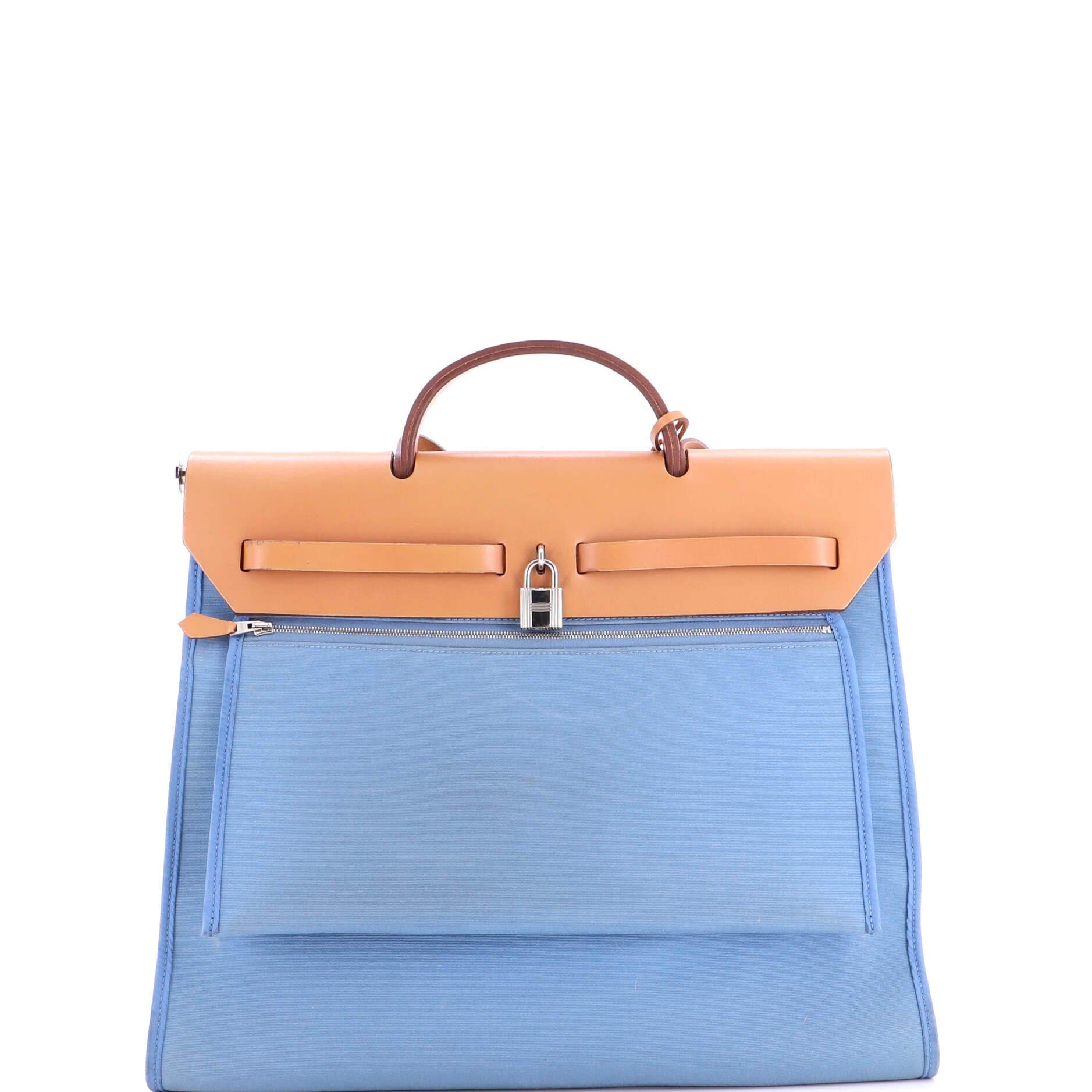Herbag Zip Leather and Toile 39, Alternate, color, Blue