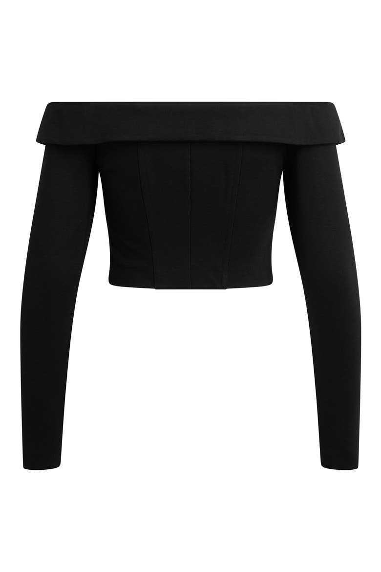 The Revenge Off the Shoulder Crop Top, Alternate, color, BLACK