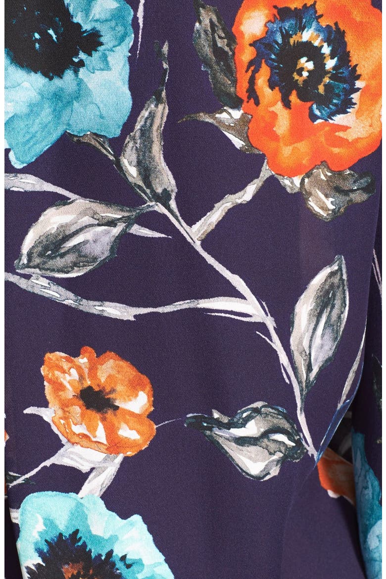 Floral Print Silk Shirtdress, Alternate, color, PRUSSIAN BLUE MULTI