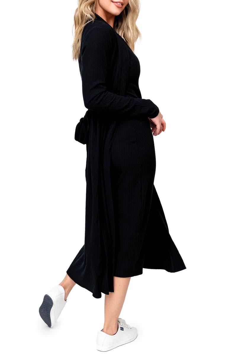 GIBSONLOOK Ribbed Longline Cardigan, Alternate, color, Black