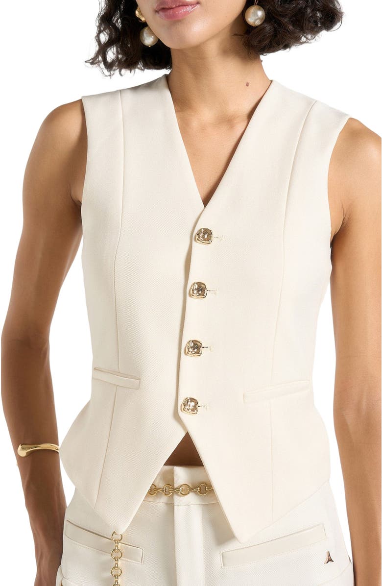 Manière De Voir Christine Tailored Cinch Waistcoat, Alternate, color, Off White