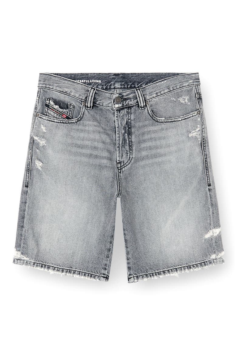 Regular-Short Distressed Denim Shorts, Alternate, color, 008 - BLACK/ DENIM