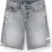 DIESEL® Regular-Short Distressed Denim Shorts