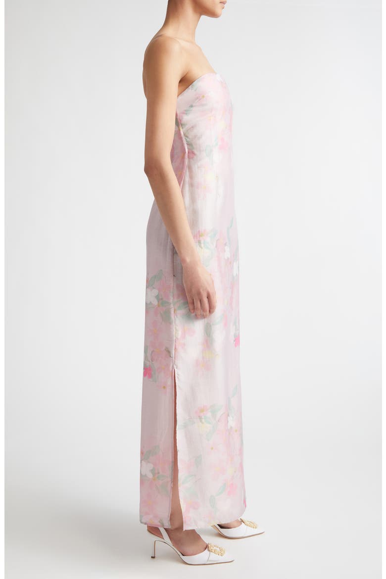 Elora Clematis Print Strapless Dress, Alternate, color, CLEMATIS MONTANA - PINK