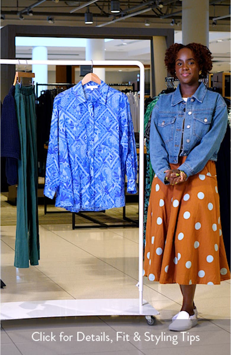 Nala Regie Print Cotton Button-Up Shirt, sales video thumbnail