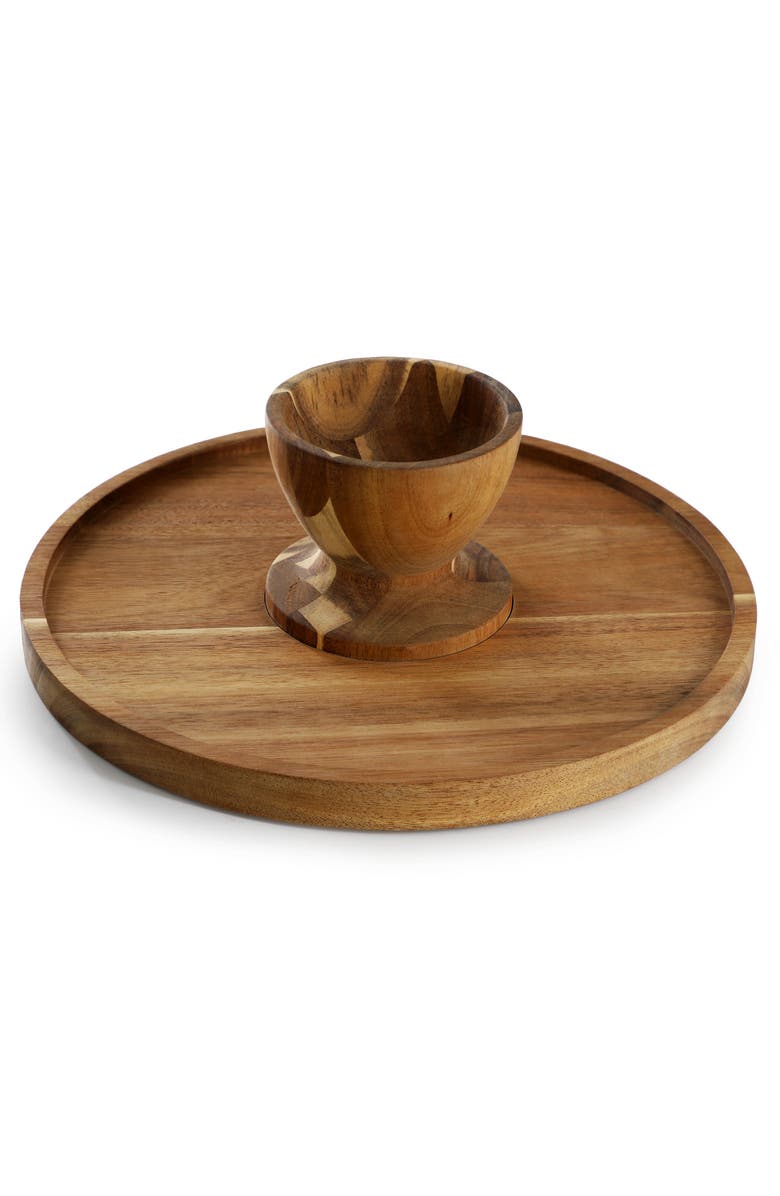 Megachef Acacia Wood Multi-Function Cake Stand with Glass Dome Lid, Alternate, color, Acacia