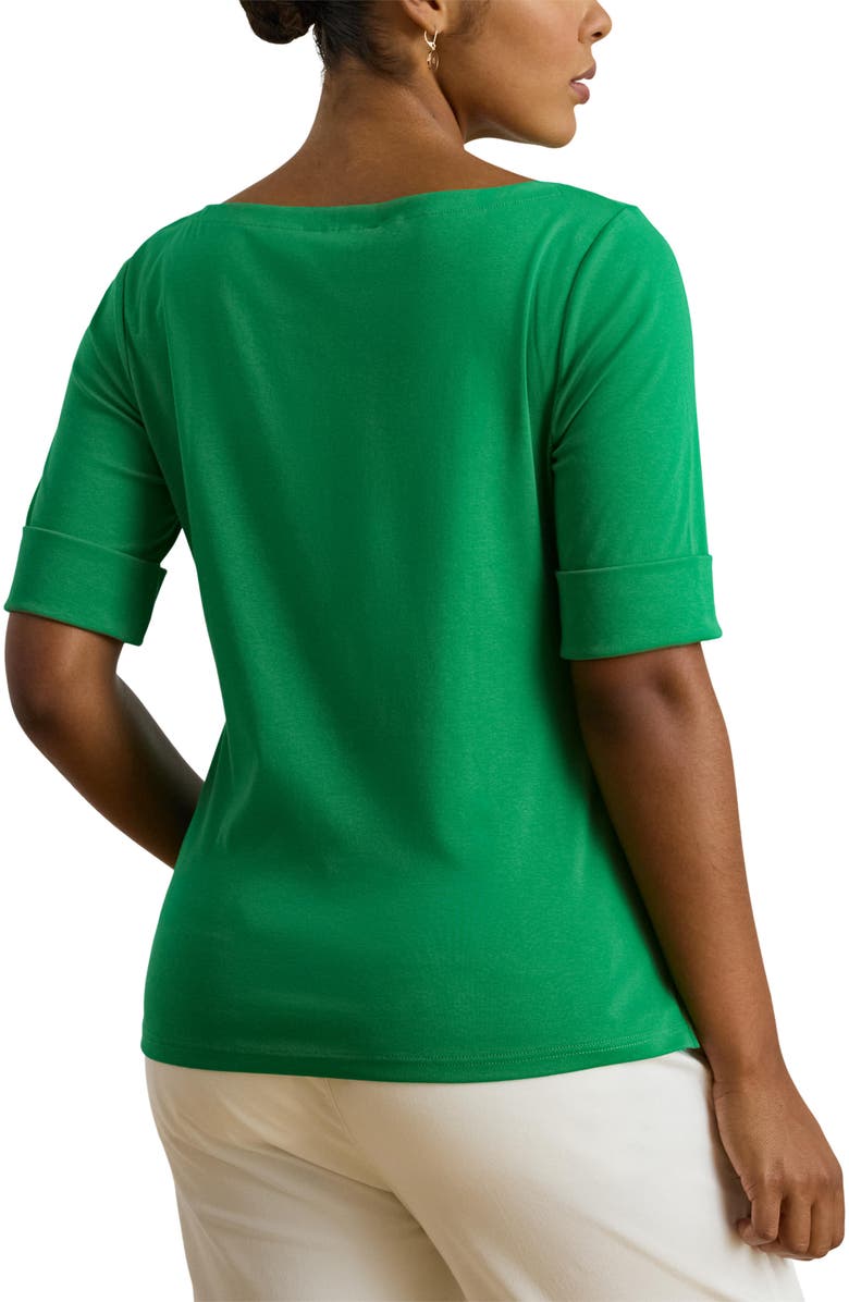 Lauren Ralph Lauren Cotton Boat Neck Top, Alternate, color, Stem