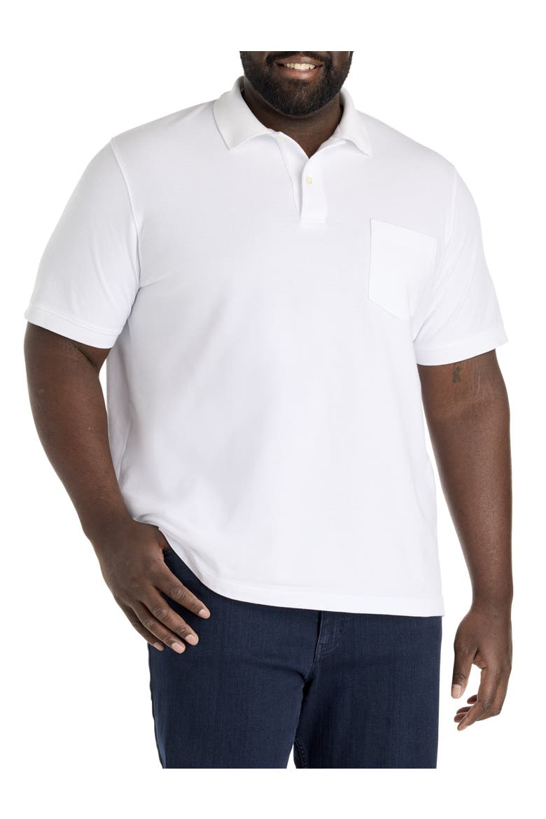 Big & Tall Pocket Piqué Polo Shirt, Main, color, BRIGHT WHITE