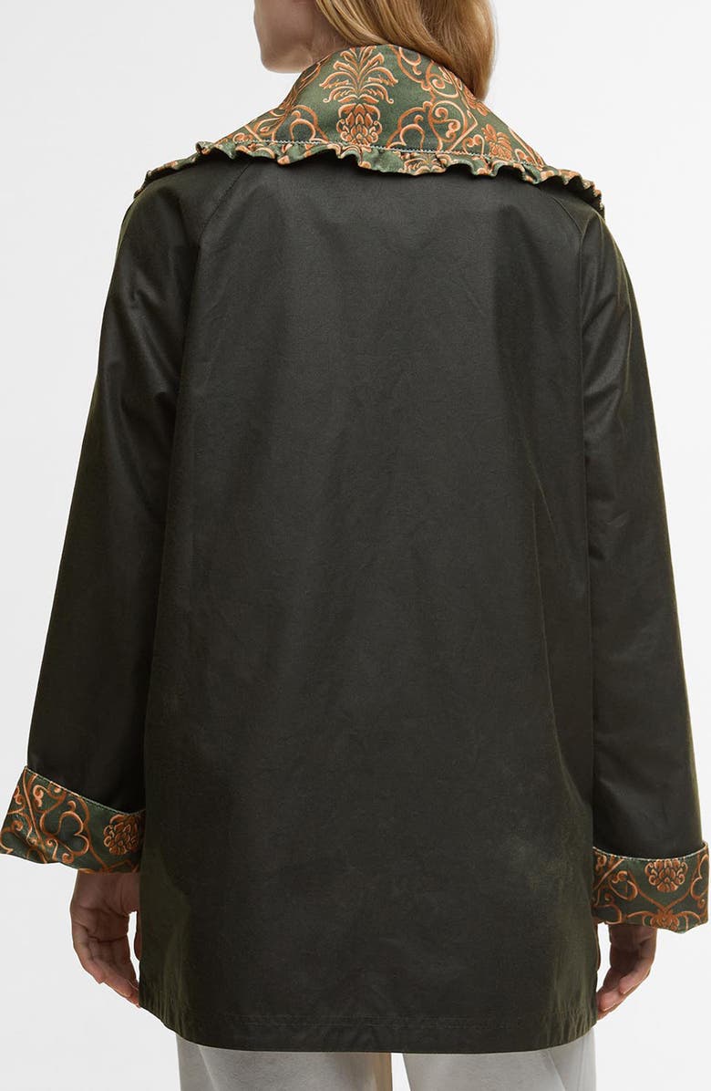 Barbour x FARM Rio Maria-Clara Waxed Jacket, Alternate, color, Fern/ Green Heart Print