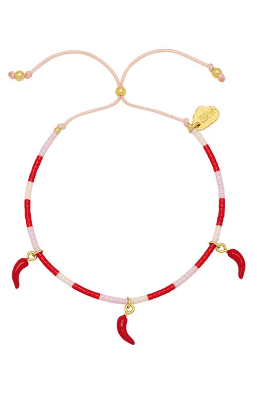 Estella Bartlett Red Chili Slide Bracelet In Gold