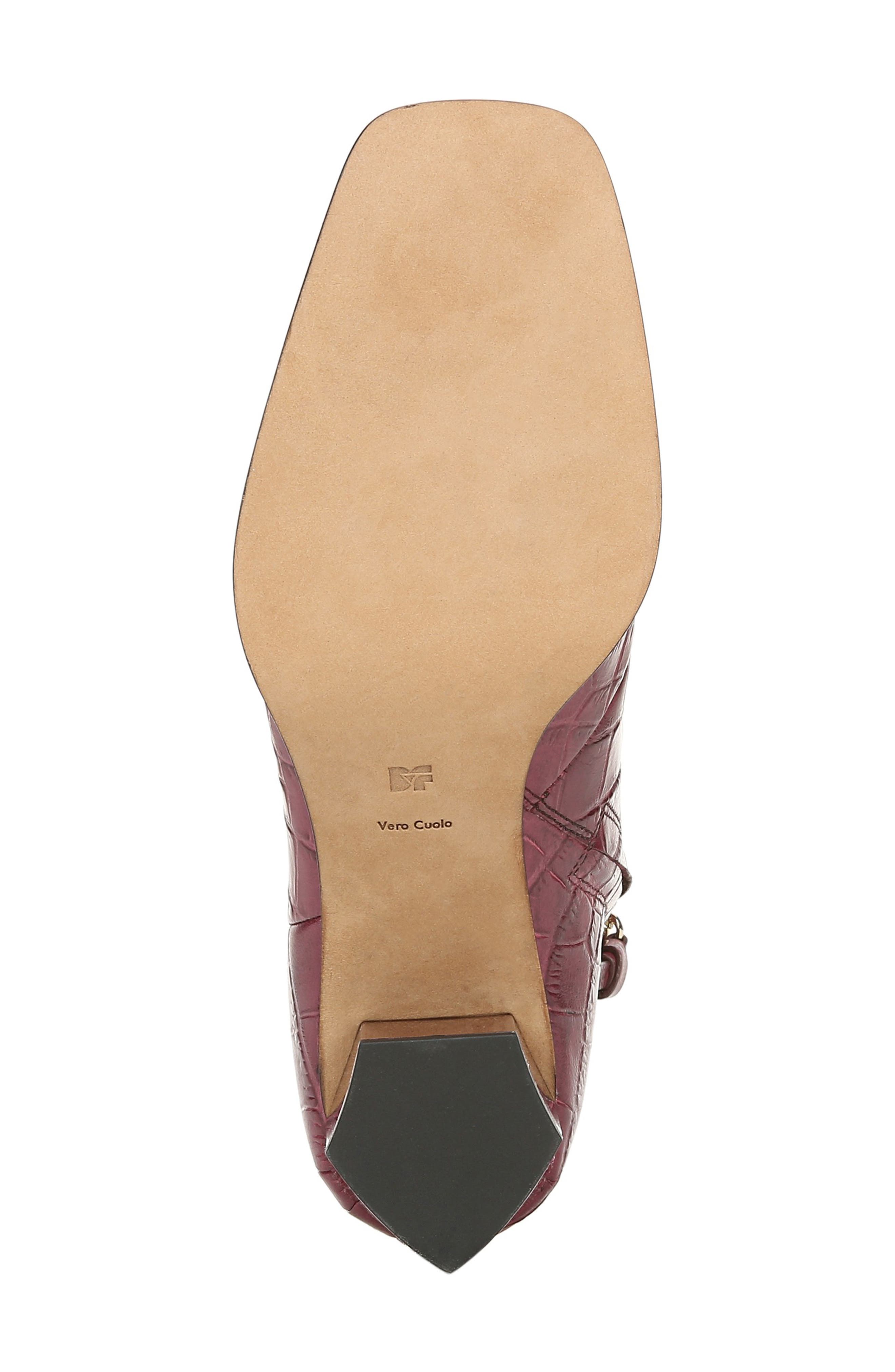 Thelma Croc Embossed Bootie, Alternate, color, BURGUNDY