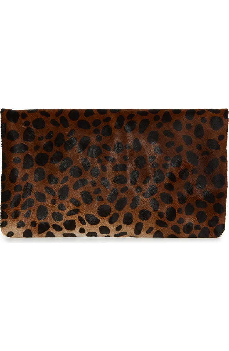 Clare V. Genuine Calf Hair Foldover Clutch, Alternate, color,
