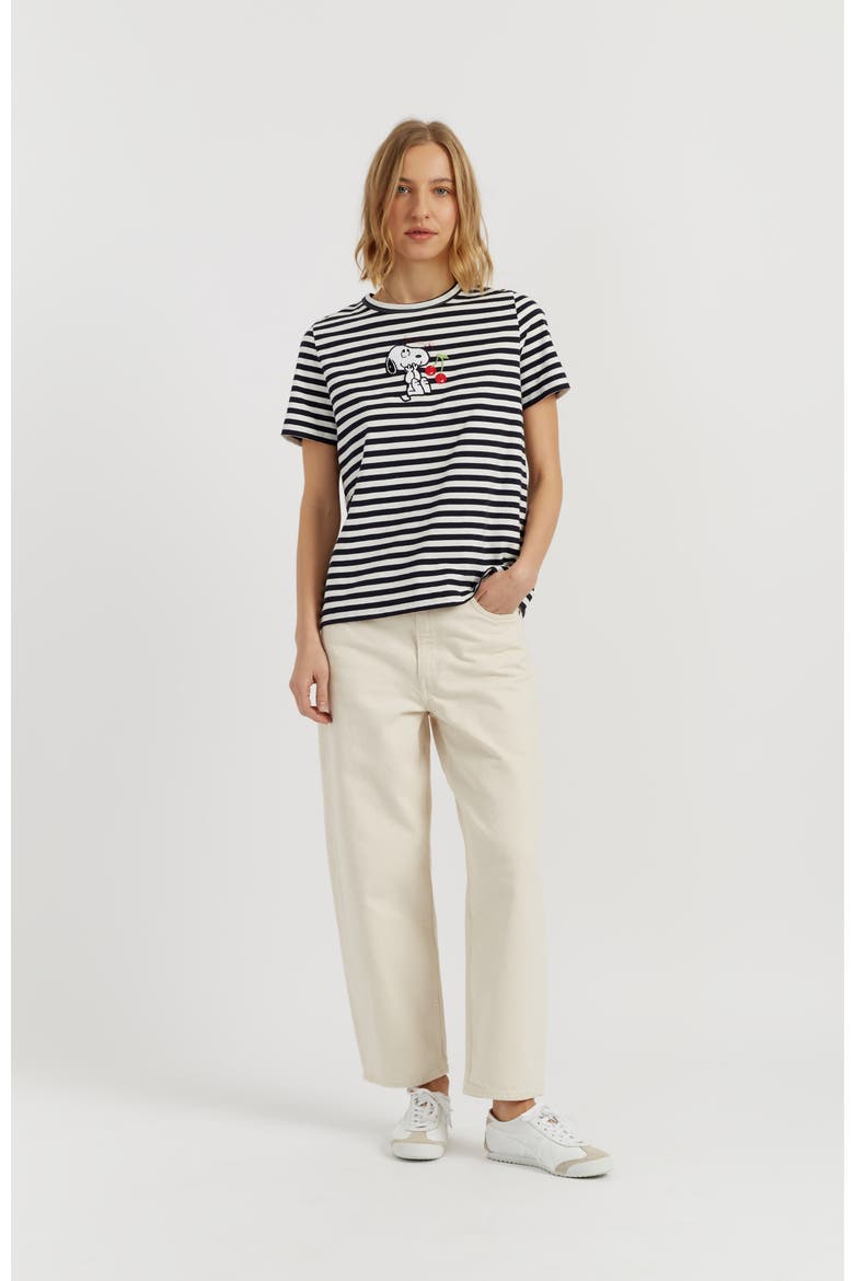 Cotton Snoopy Breton Cherry T-Shirt, Alternate, color, Blue/Cream
