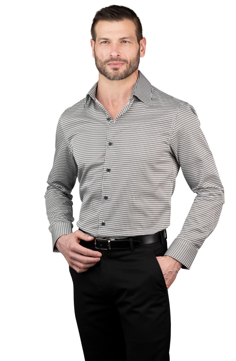 KARL LAGERFELD Trim Fit Kameo Print Cotton Dress Shirt, Alternate, color, Black