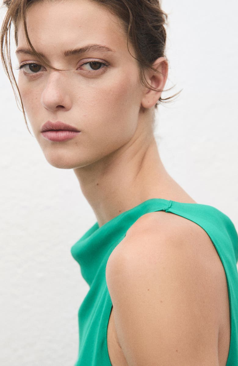 MANGO Sleeveless Satin Cocktail Dress, Alternate, color, Green