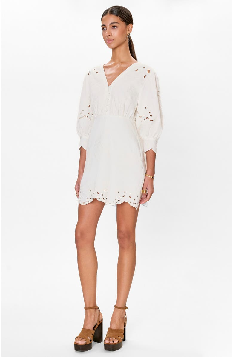 Rebecca Taylor Rachelle Button Front Dress, Alternate, color, Ivory