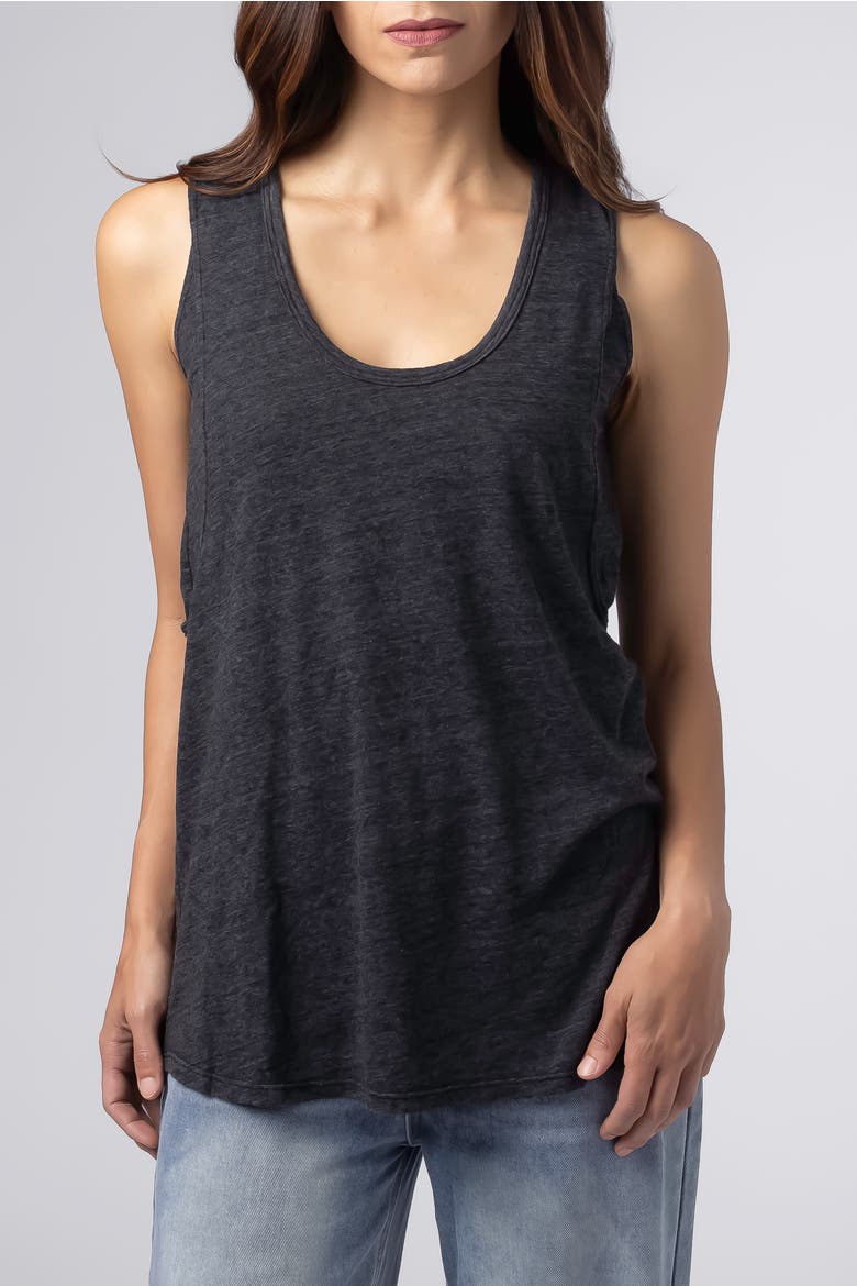 Flowy Nursing Tank Top Cotton Blend, Main, color, Black Charcoal