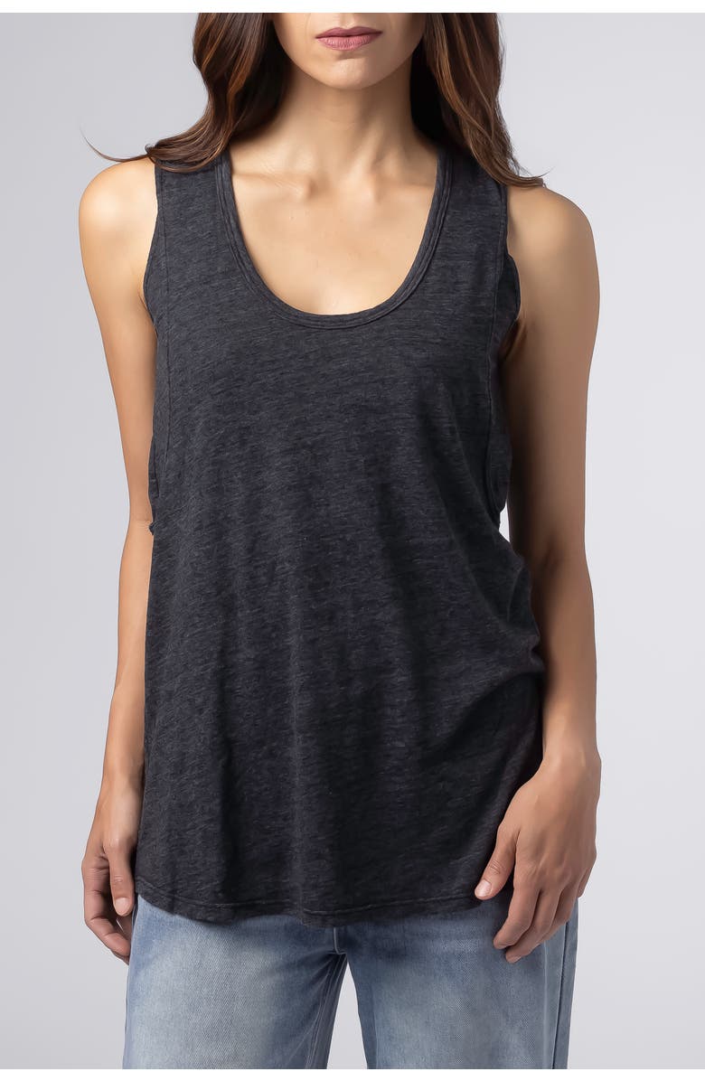 BUN Maternity Nursing Apparel Flowy Nursing Tank Top Cotton Blend, Main, color, Black Charcoal