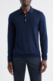 Jack Victor Long Sleeve Wool & Silk Polo Sweater