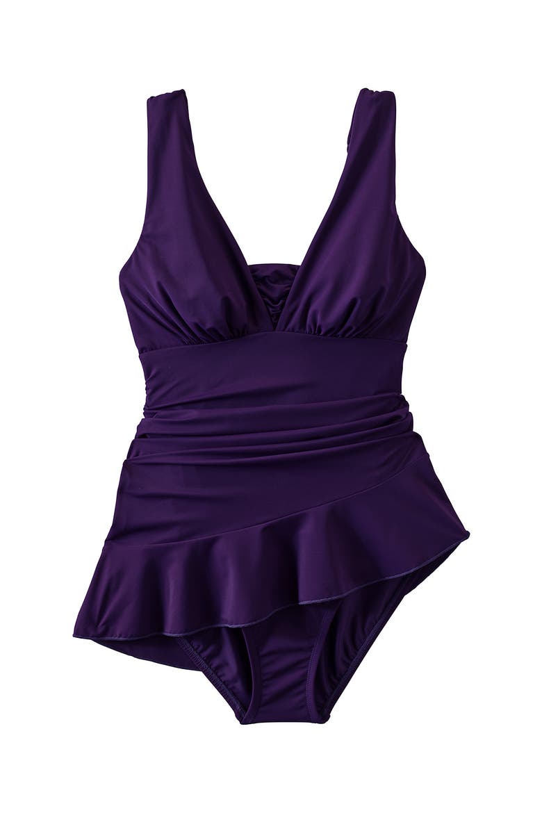 Plus Size SlenderSuit Grecian Mini Swim Dress, Alternate, color, Blackberry