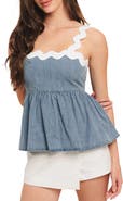 FLYING TOMATO Rickrack Cotton Peplum Top