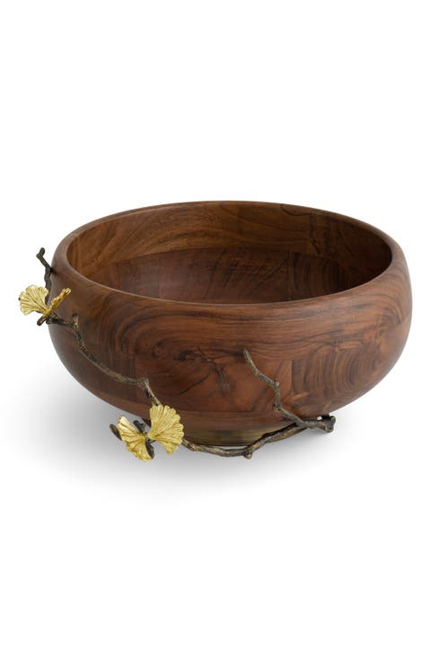 Butterfly Ginkgo Wood Salad Bowl