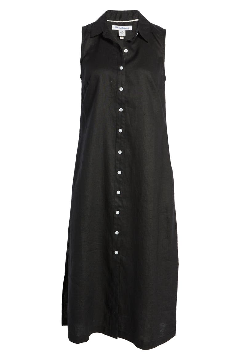 Two Palms Linen Shirtdress, Alternate, color, BLACK