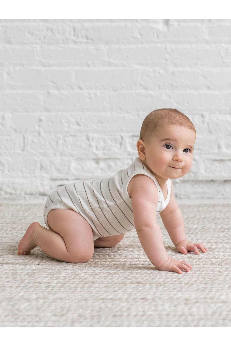 Organic Cotton Jett Ribbed Tank Bodysuit, Alternate, color, Dario Stripe / Oat