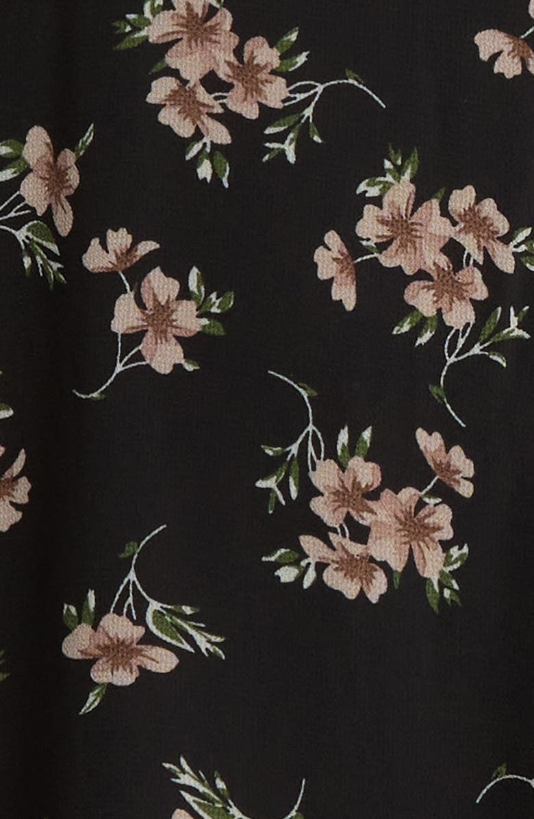 SUGARLIPS Kim Balboa Floral Asymmetric Hem Dress, Alternate, color, Black-Multi