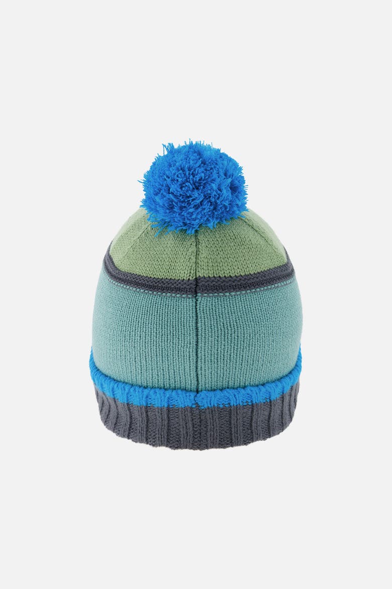 Winter Textured Stripe Fleece Lined Knit Hat with Pompom, Alternate, color, Blue and Grey Knitwear