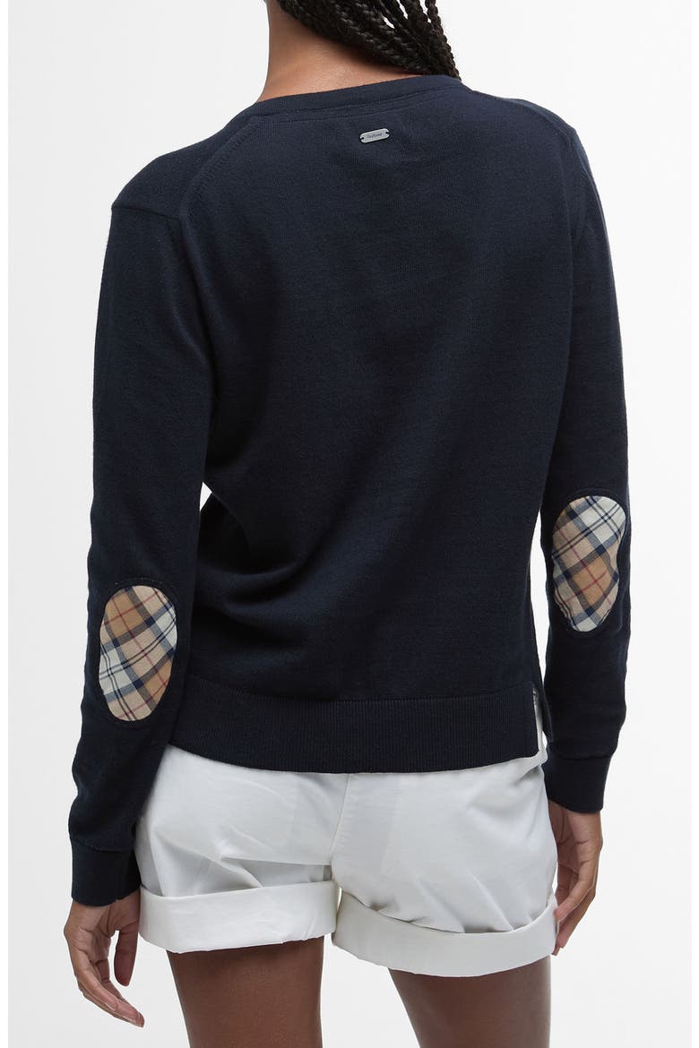 Bredon Tartan Accent Cotton & Cashmere Cardigan, Alternate, color, NAVY HESSIAN