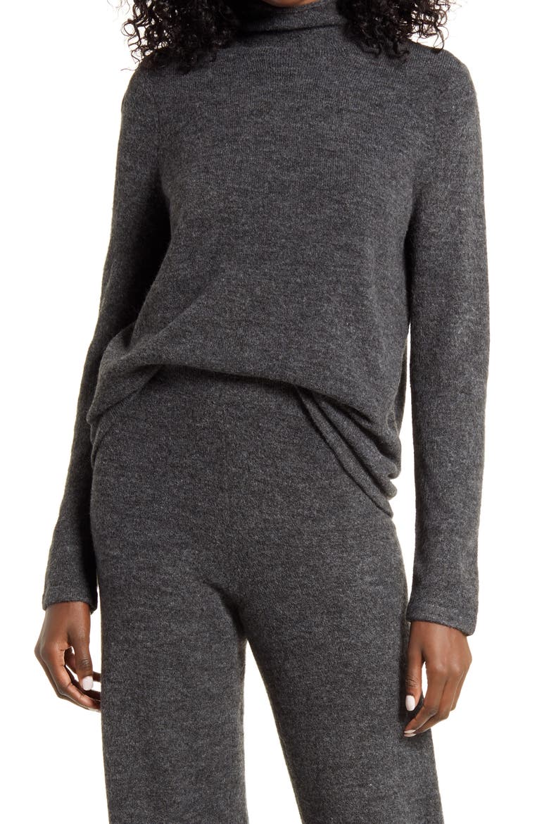 Avery Funnel Neck Sweater, Main, color, DARK GREY