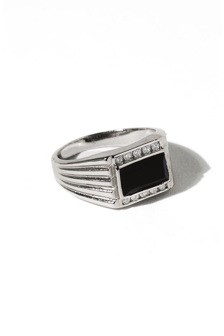Levi Onyx Cocktail Ring, Alternate, color, SILVER