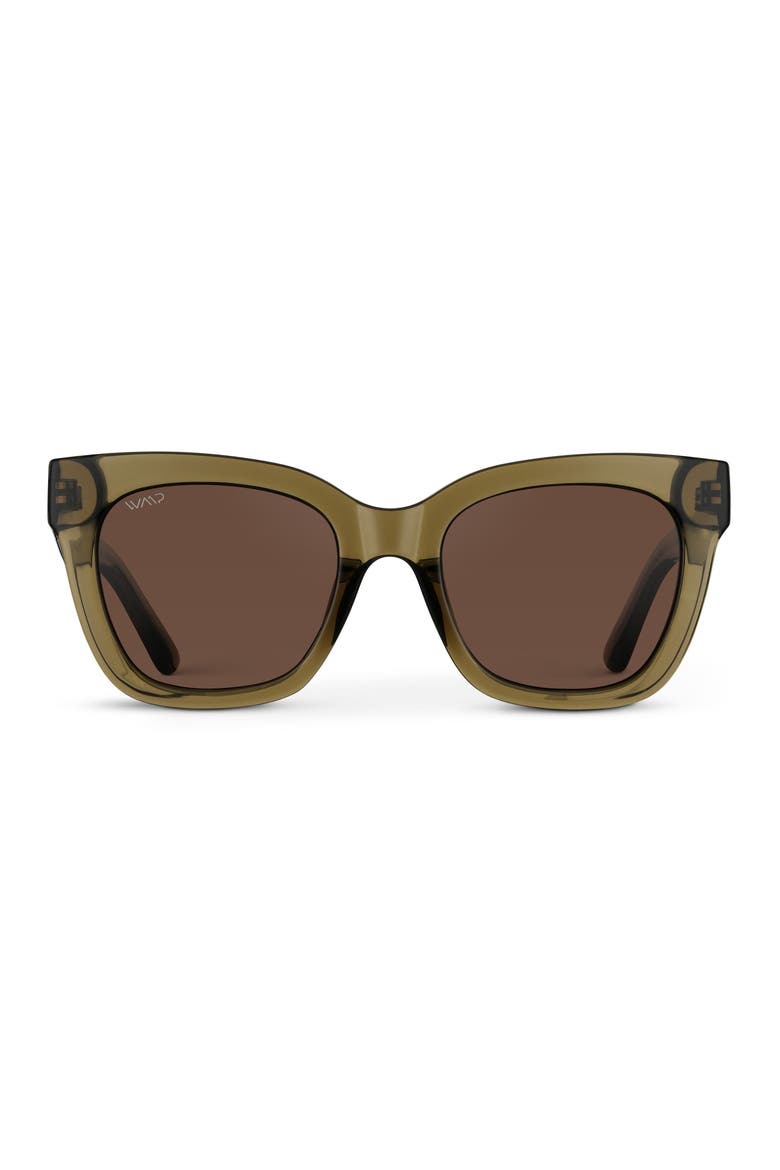 Stormi - 50mm Cat-Eye Polarized Sunglasses, Main, color, Khaki Crystal Green