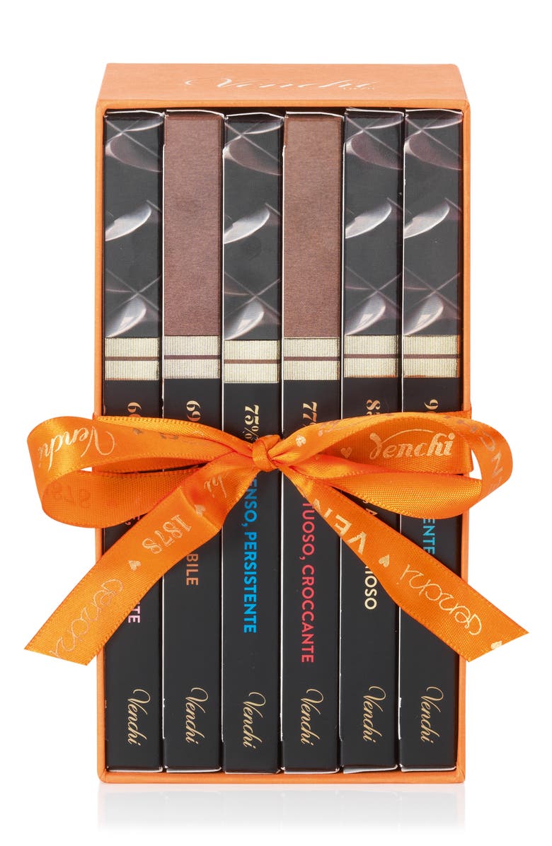 Venchi Bookcase Assorted 6-Piece Extra Dark Chocolate Bars, Main, color, Multi