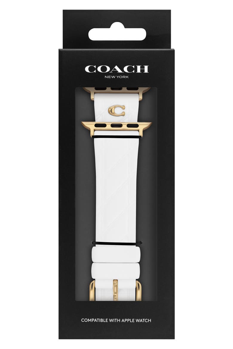 20mm White Quilted Silicone Apple Watch® Watchband, Alternate, color, WHITE
