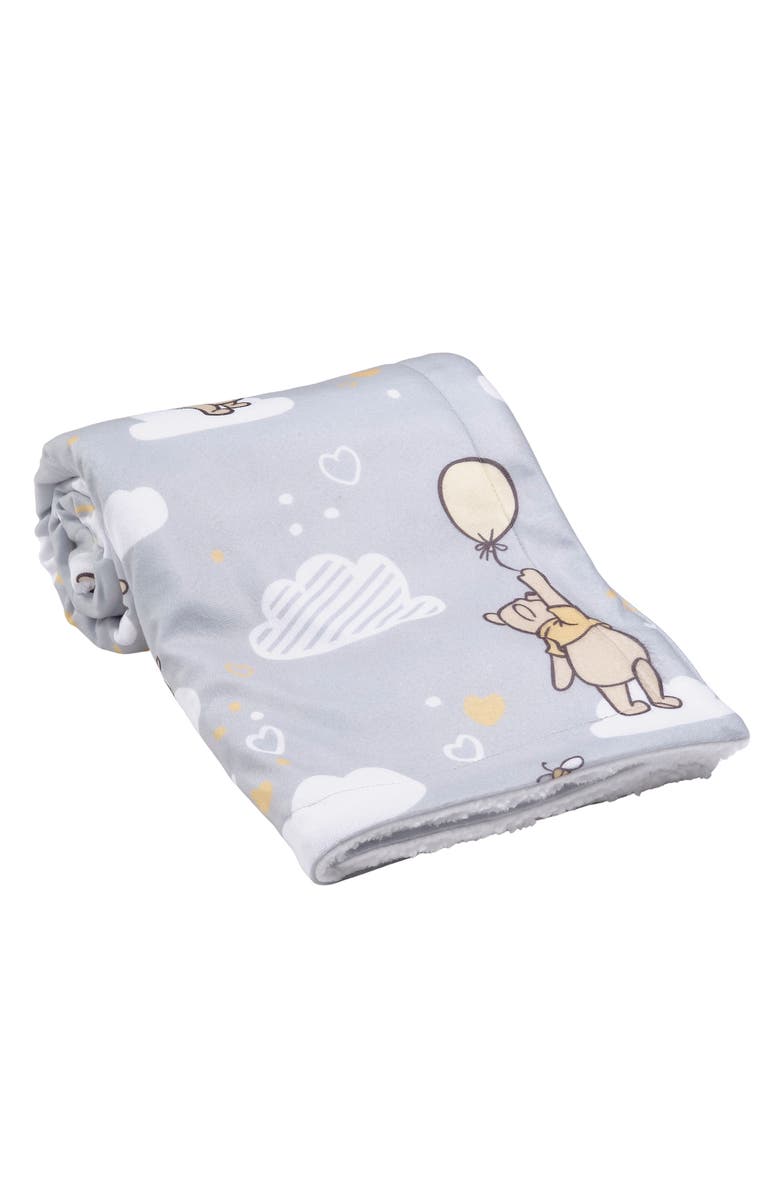 Lambs & Ivy Disney Baby Hunny Bear Winnie the Pooh Soft Faux Shearling Baby Blanket, Alternate, color, Gray