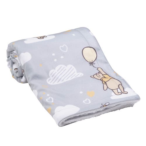 Lambs & Ivy Disney Baby Hunny Bear Winnie The Pooh Soft Faux Shearling Baby Blanket In Gray