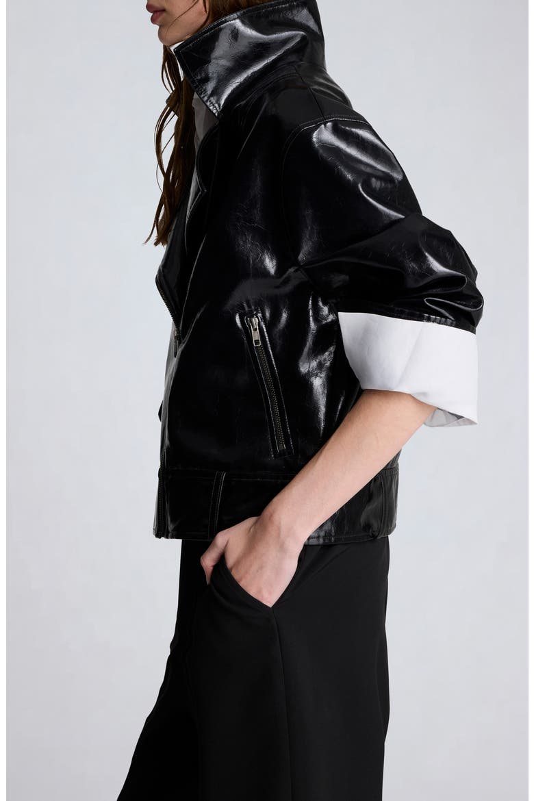 Faux Leather Moto Jacket, Alternate, color, BLACK