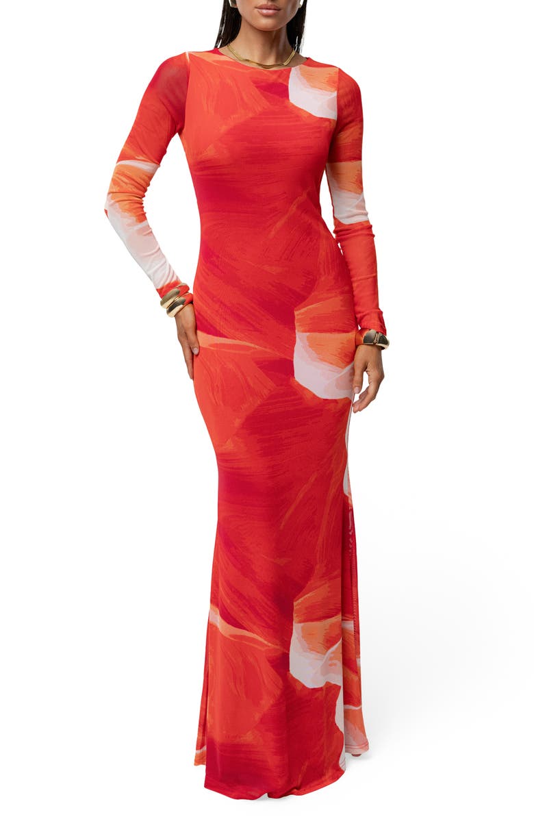 JLUXLABEL Palms & Sand Long Sleeve Maxi Dress, Main, color, 