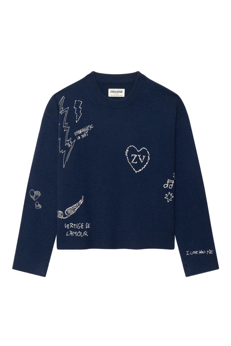 Markuz Cashmere Crewneck Sweater, Alternate, color, MARINE