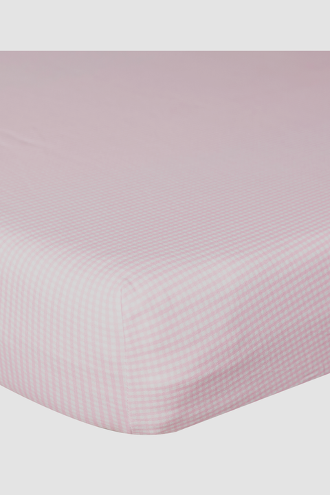 Pink Gingham Crib Sheets - Baby