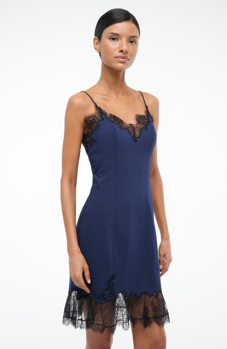 STAUD Nadia Lace Minidress, Alternate, color, Navy