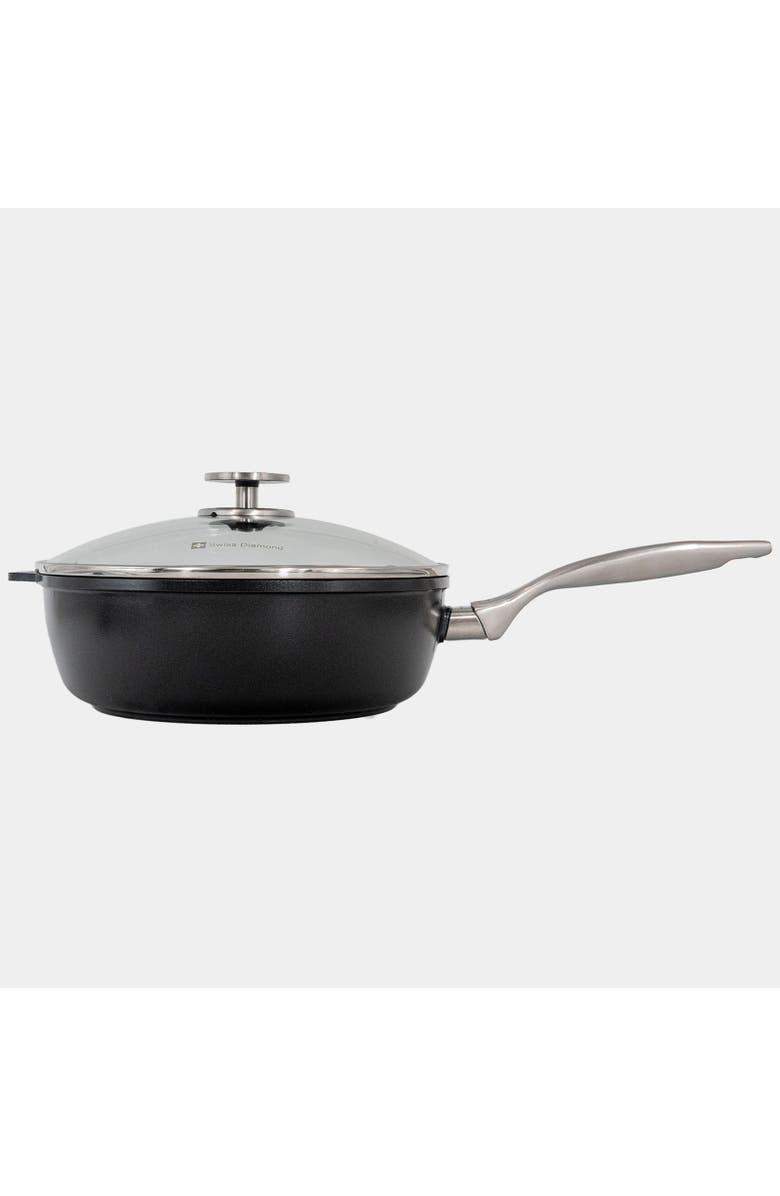 Swiss Diamond CHD Nonstick Saute Pan with Glass Lid, 3.2 qt, Alternate, color, Black