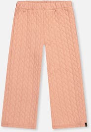 Deux par Deux Wide Leg Jacquard Quilted Diamond Elastic Waist Pants