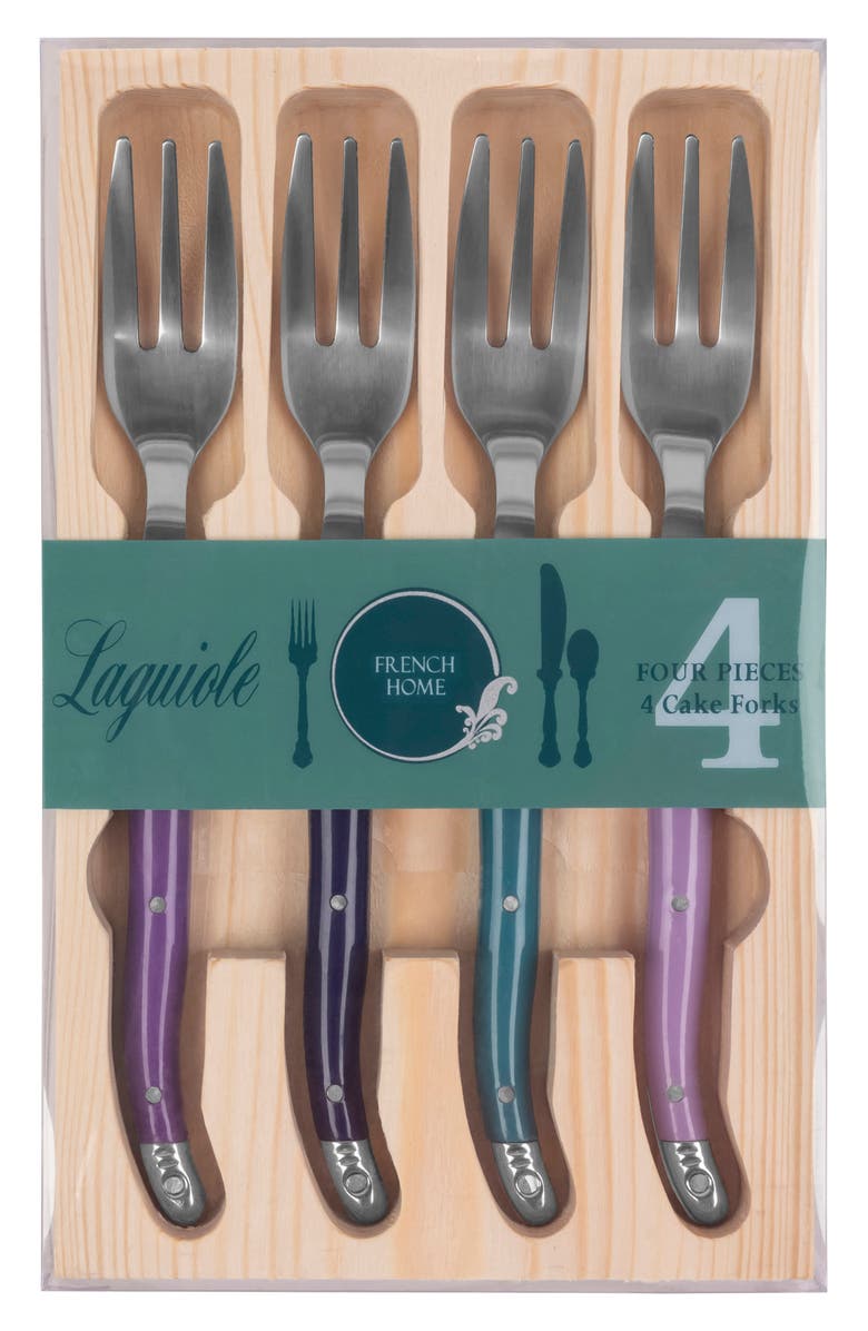 FRENCH HOME Laguiole 4-Piece Cake Fork Set, Alternate, color, Plum Rose