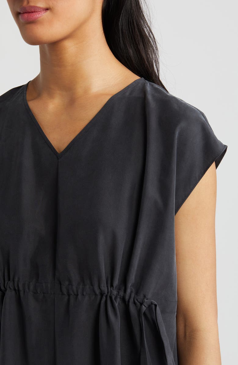 Eileen Fisher Cap Sleeve Silk Dress, Alternate, color, 